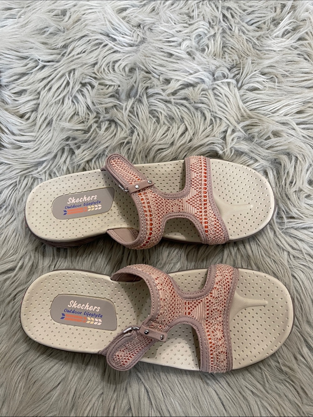 Skechers Women's Blush Pink Slip-On Sandals with Knit Straps